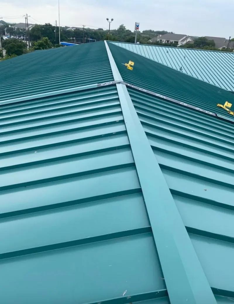 Green commercial metal roof ridge and valley for Metal Roof Repair in Red Chute